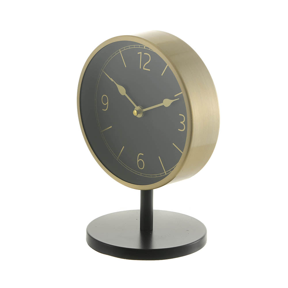Black & Brushed Gold Table Clock