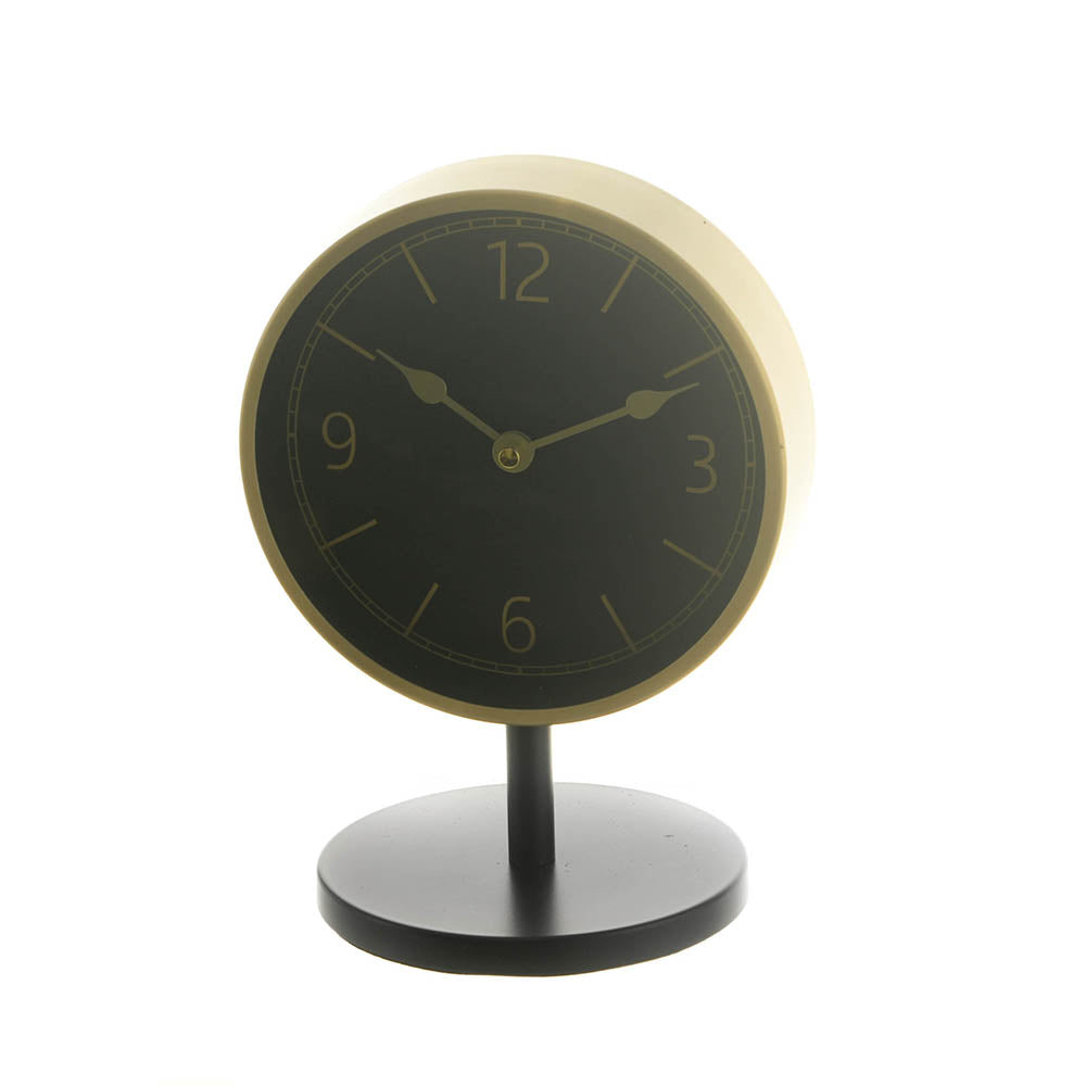 Black & Brushed Gold Table Clock