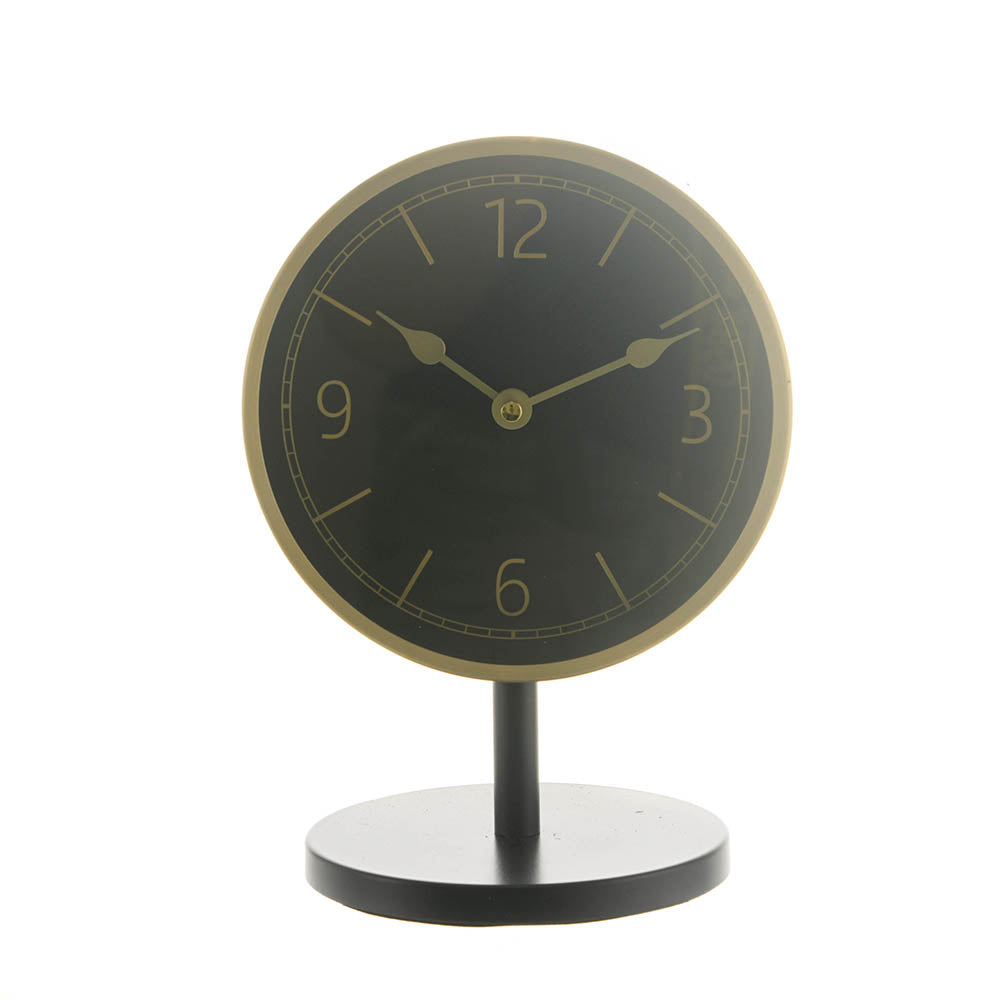 Black & Brushed Gold Table Clock
