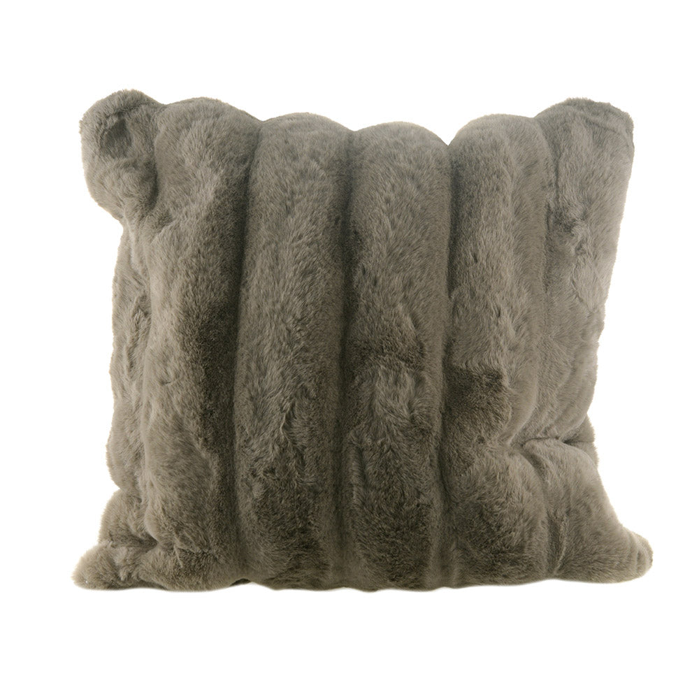 Cushion Stripe Faux Fur Brown 50cm