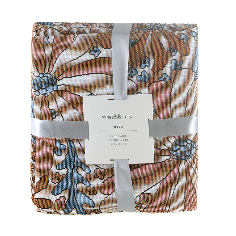 THROW Jacquard Orange Multi 130x160cm