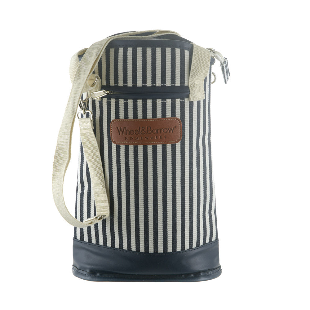 Navy & Cream Stripe Wine Cooler Bag