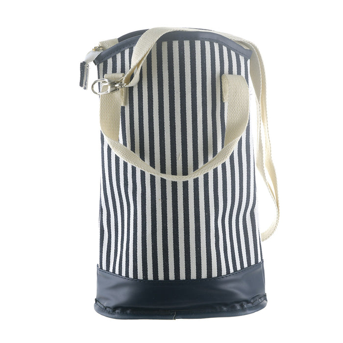 Navy Cream Stripe Wine Cooler Bag