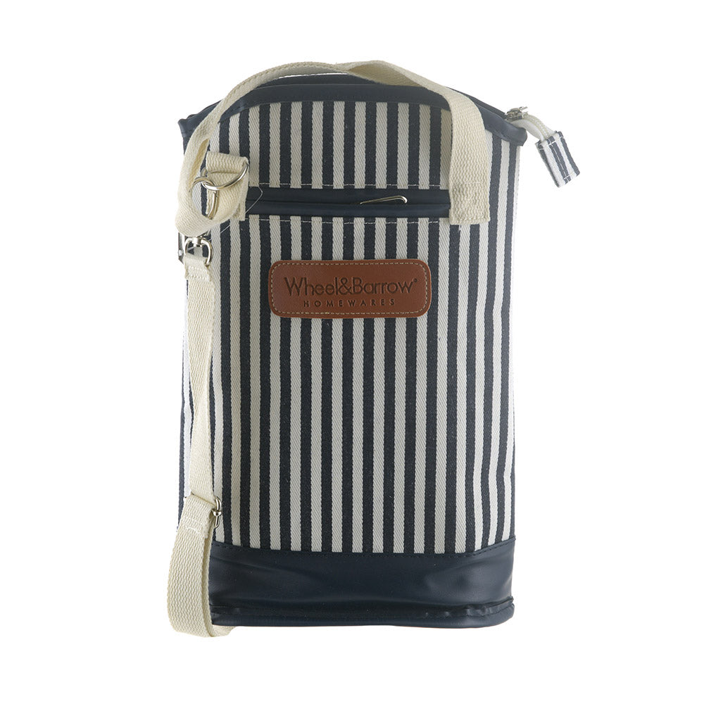 Navy & Cream Stripe Wine Cooler Bag