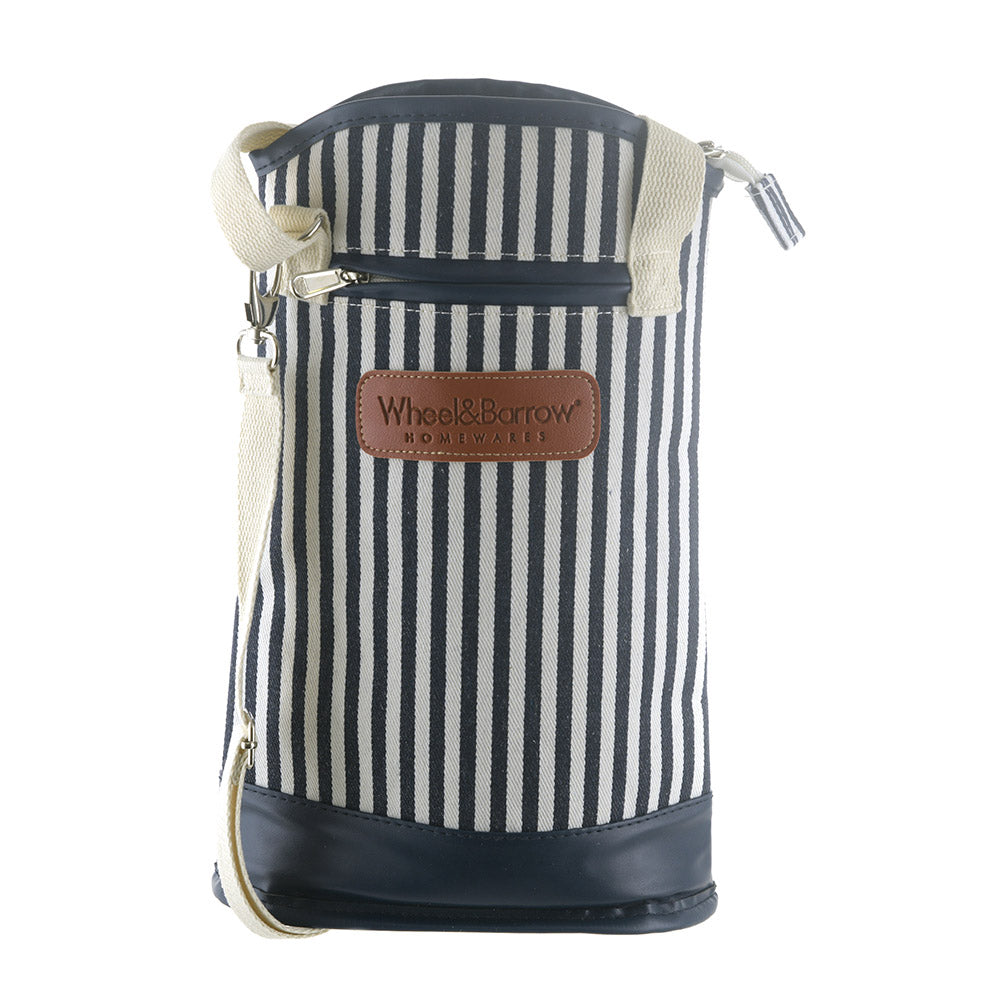 Navy & Cream Stripe Wine Cooler Bag