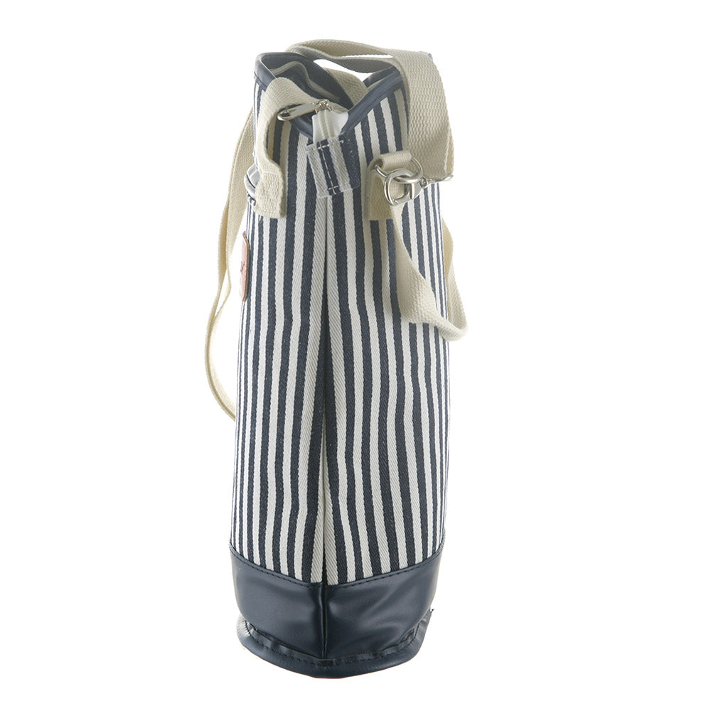 Navy & Cream Stripe Wine Cooler Bag