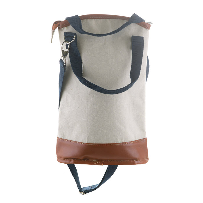 Cream/Tan & Navy Handles 34cm Cooler Wine Bag