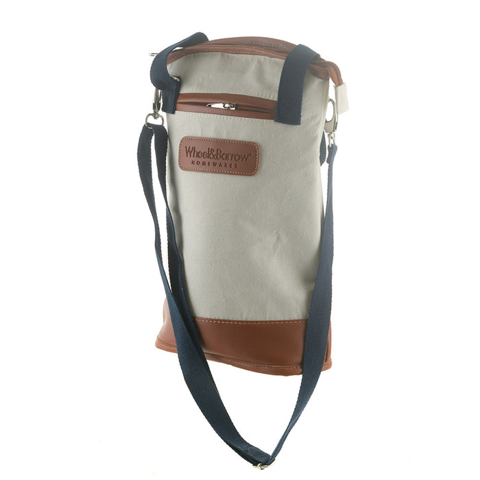 Cream/Tan & Navy Handles 34cm Cooler Wine Bag