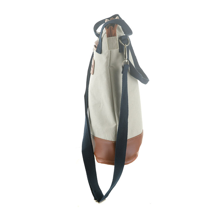 Cream/Tan & Navy Handles 34cm Cooler Wine Bag