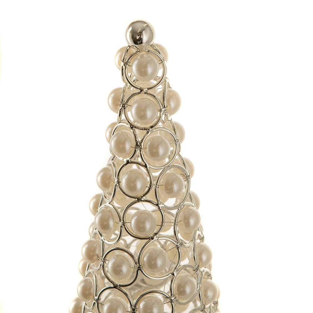 Christmas Cone Pearls Silver Small 13x31cm