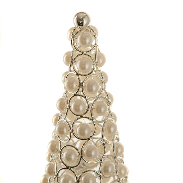 Christmas Cone Pearls Silver Small 13x31cm