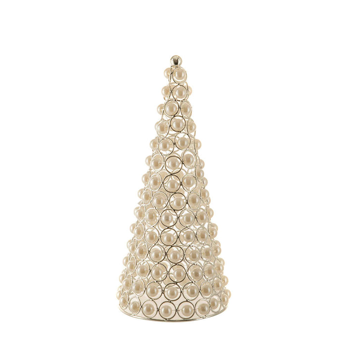 Christmas Cone Pearls Silver Small 13x31cm