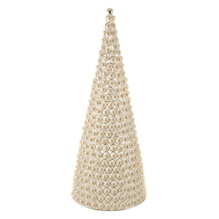 Christmas Cone Pearls Silver Large 24x61cm