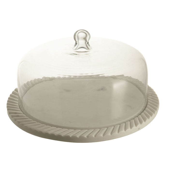 White Marble Cake Dome 32cm