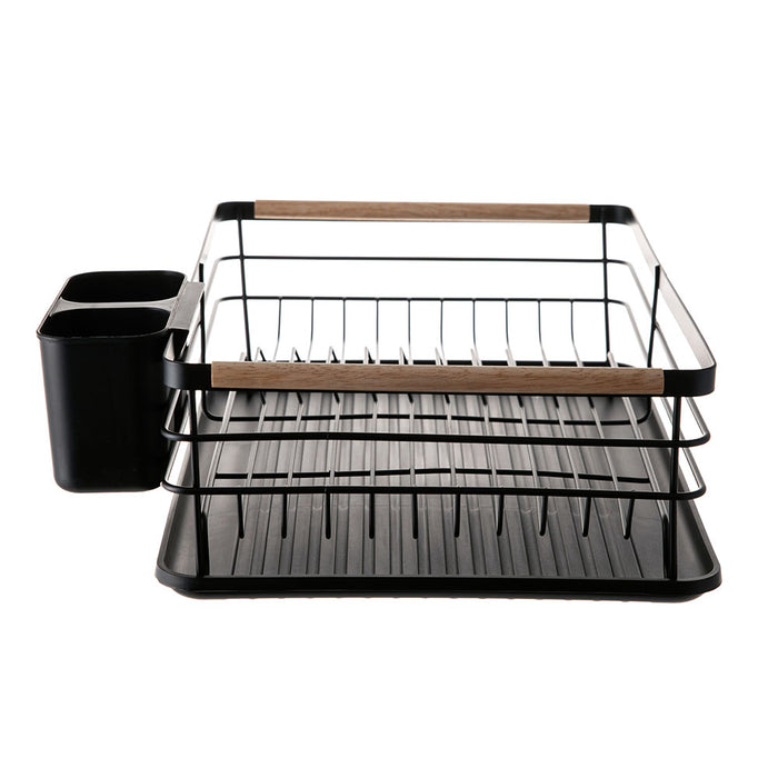 Black Powder Coated Dish Rack with Side Cutlery