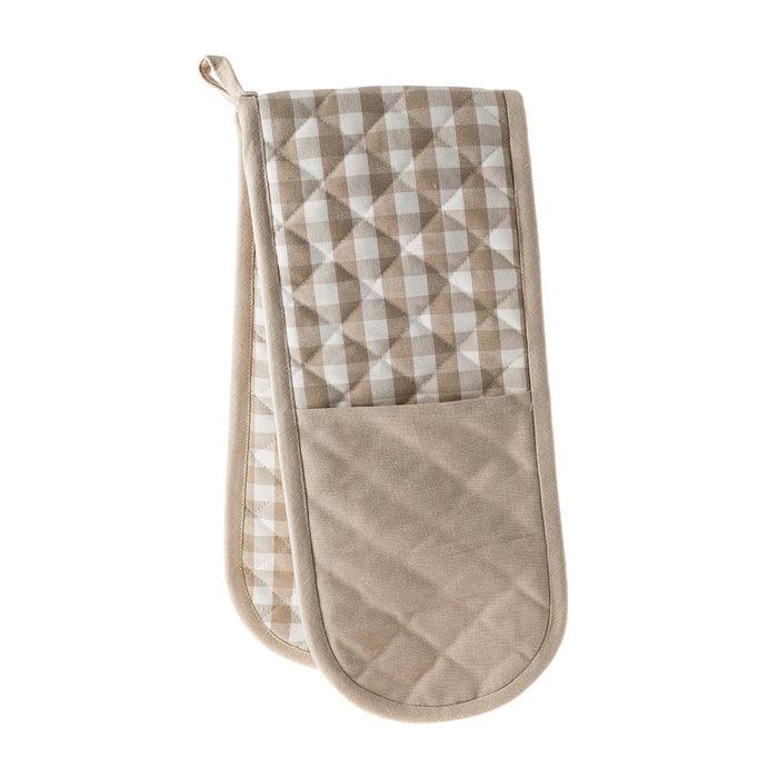 OVEN MITT Double Beige Gingham 18x90cm