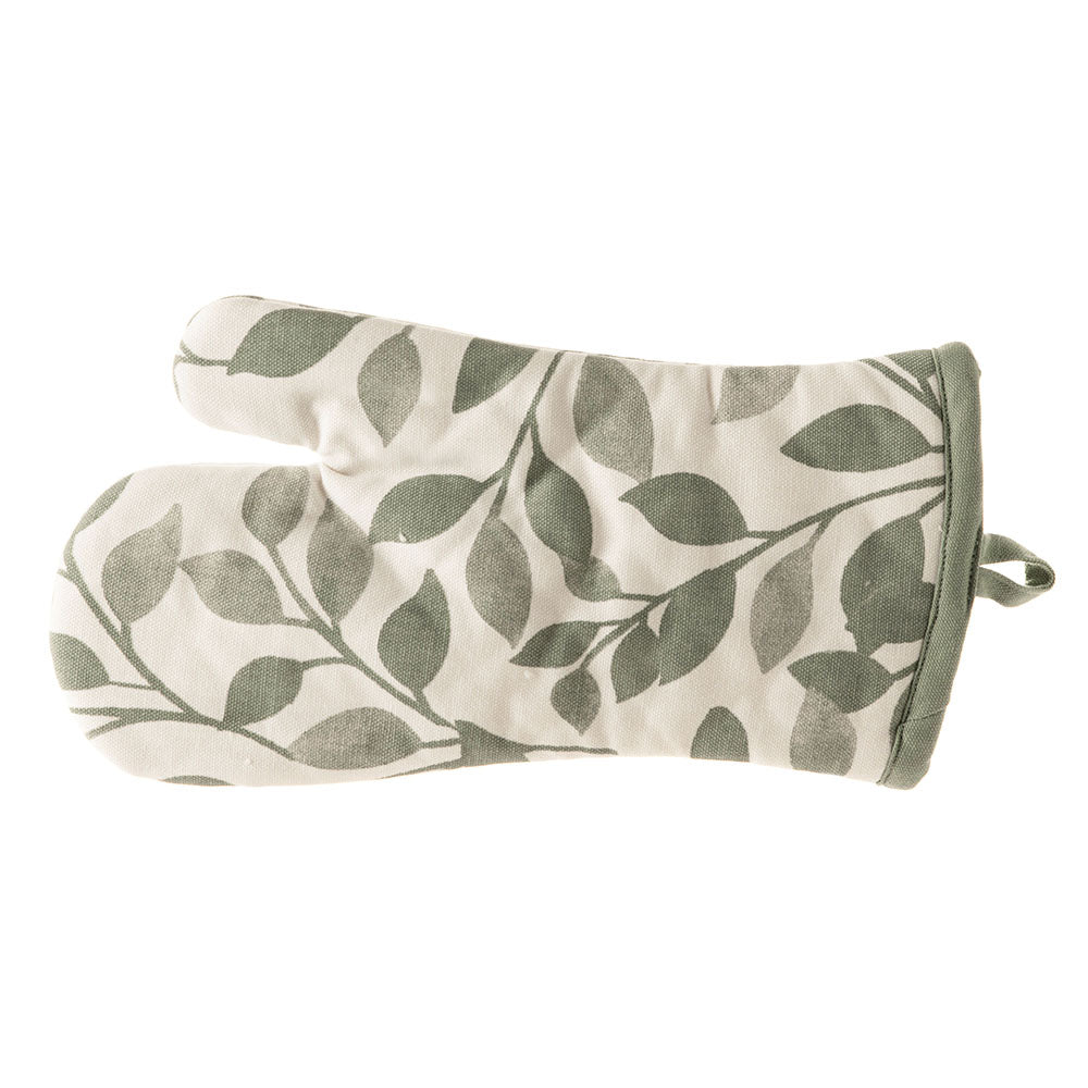 Leaves Print Oven Mitt Green