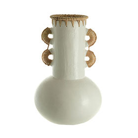 Kole Natural & White 30x20cm Terracotta Vessel with Handles