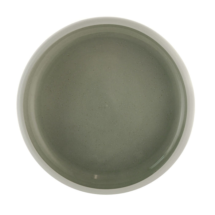 White & Green Reactive Round Bowl 28cm