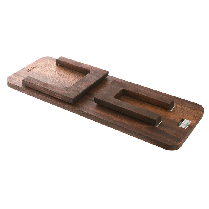 Dark Brown Acacia Wood Rectangle Breakfast Tray 58x20cm