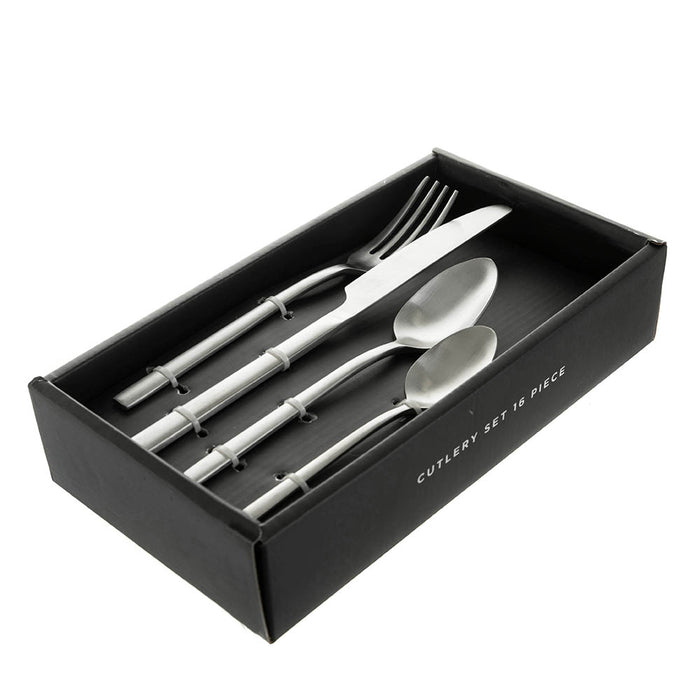 Brushed Silver 16 Piece Cutlery Set