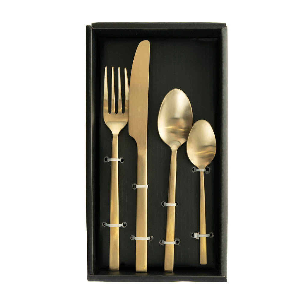 Brushed Champagne Gold 16 pc Stainless Steel Cutlery Set