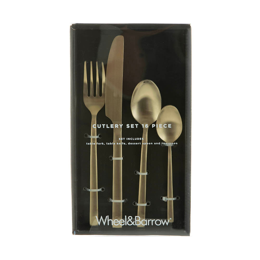 Brushed Champagne Gold 16 pc Stainless Steel Cutlery Set