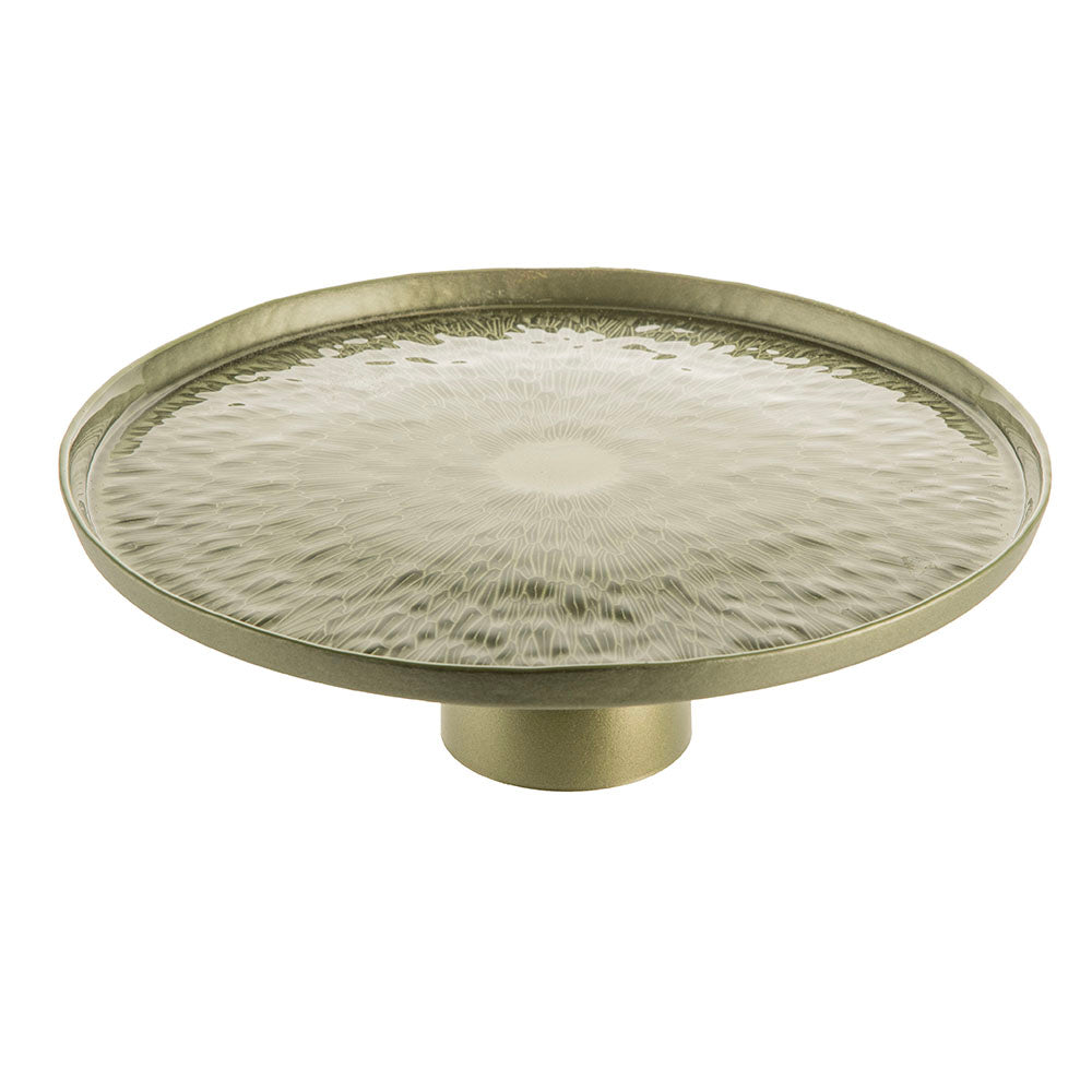 Eucalyptus Round 28cm Glass Footed Plate