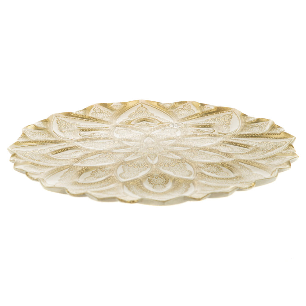 Glass Gold & Pearl Mandala Platter