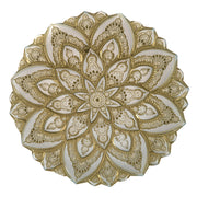 Gold & Pale Blue Mandala Round 33cm Glass Platter