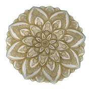 Gold & Pale Blue Mandala Round 41cm Glass Bowl