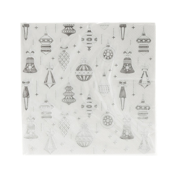 Silver Foil Baubles Christmas Paper Napkin Pack