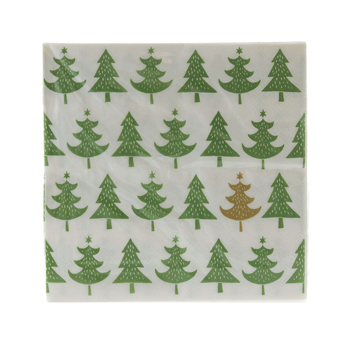 Green Trees Christmas Paper Napkin Pack