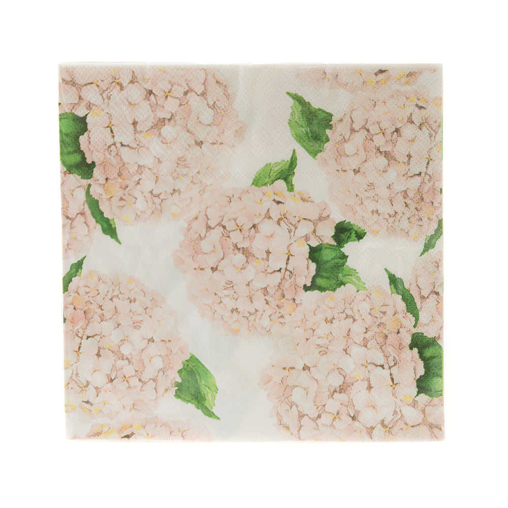 White Hydrangea Print  33cm Pk 20 Paper Napkin Pack