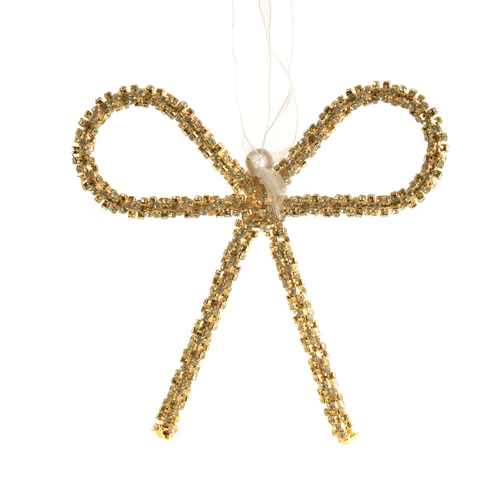 Gold Bow 14x12cm Hanging Ornament with Ribbon