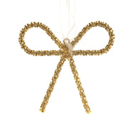 Gold Bow 14x12cm Hanging Ornament with Ribbon