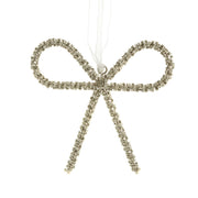 Silver Bow 14x12cm Hanging Ornament with Ribbon