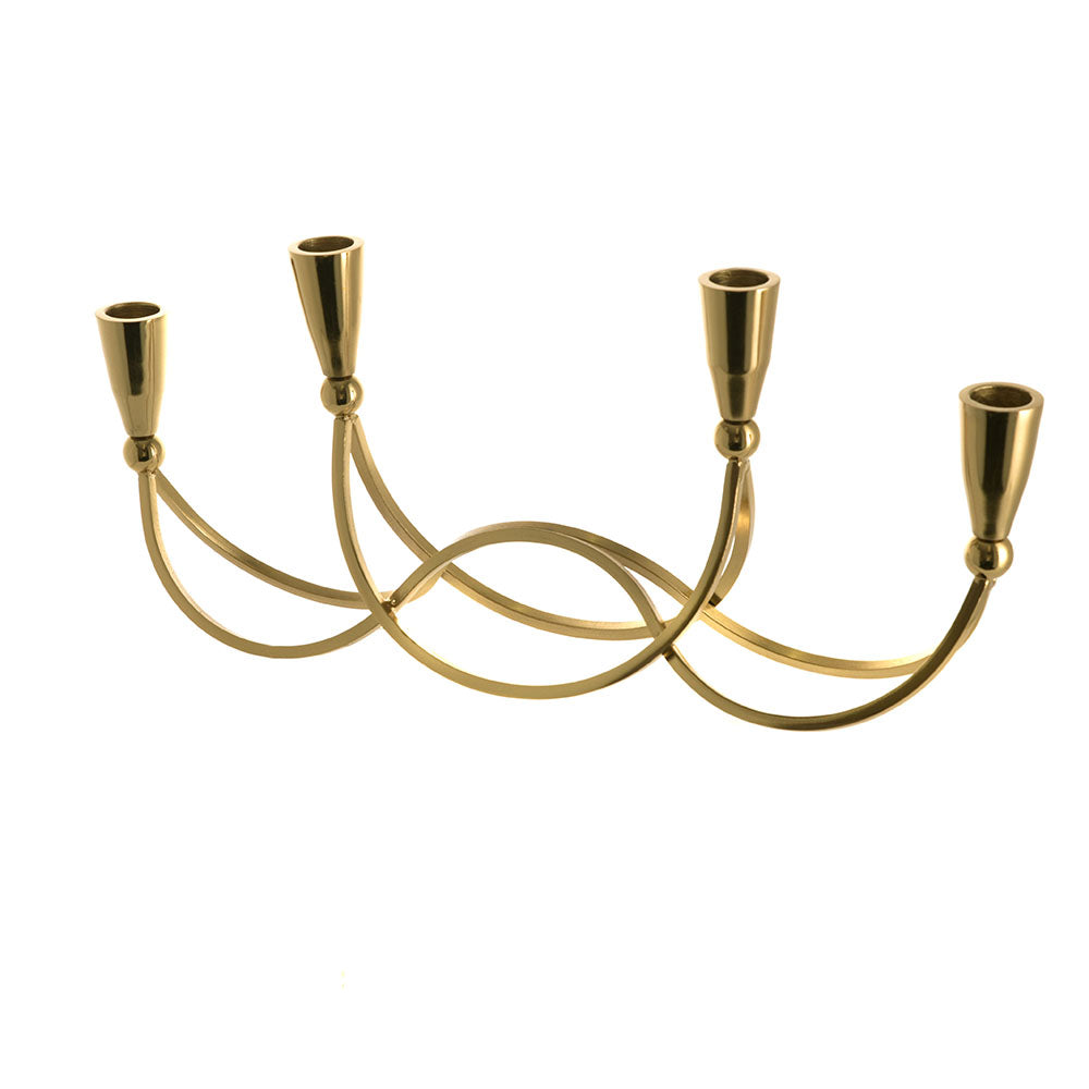 4-Candle Light Gold 41x15cm Metal Taper Candle Holder