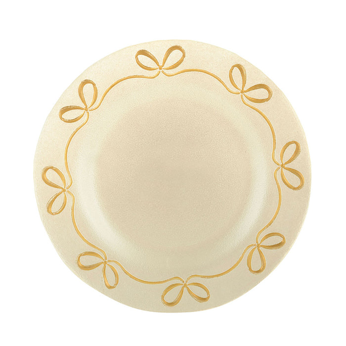 White Pearl & Gold Florette Plate 21x1.5cm