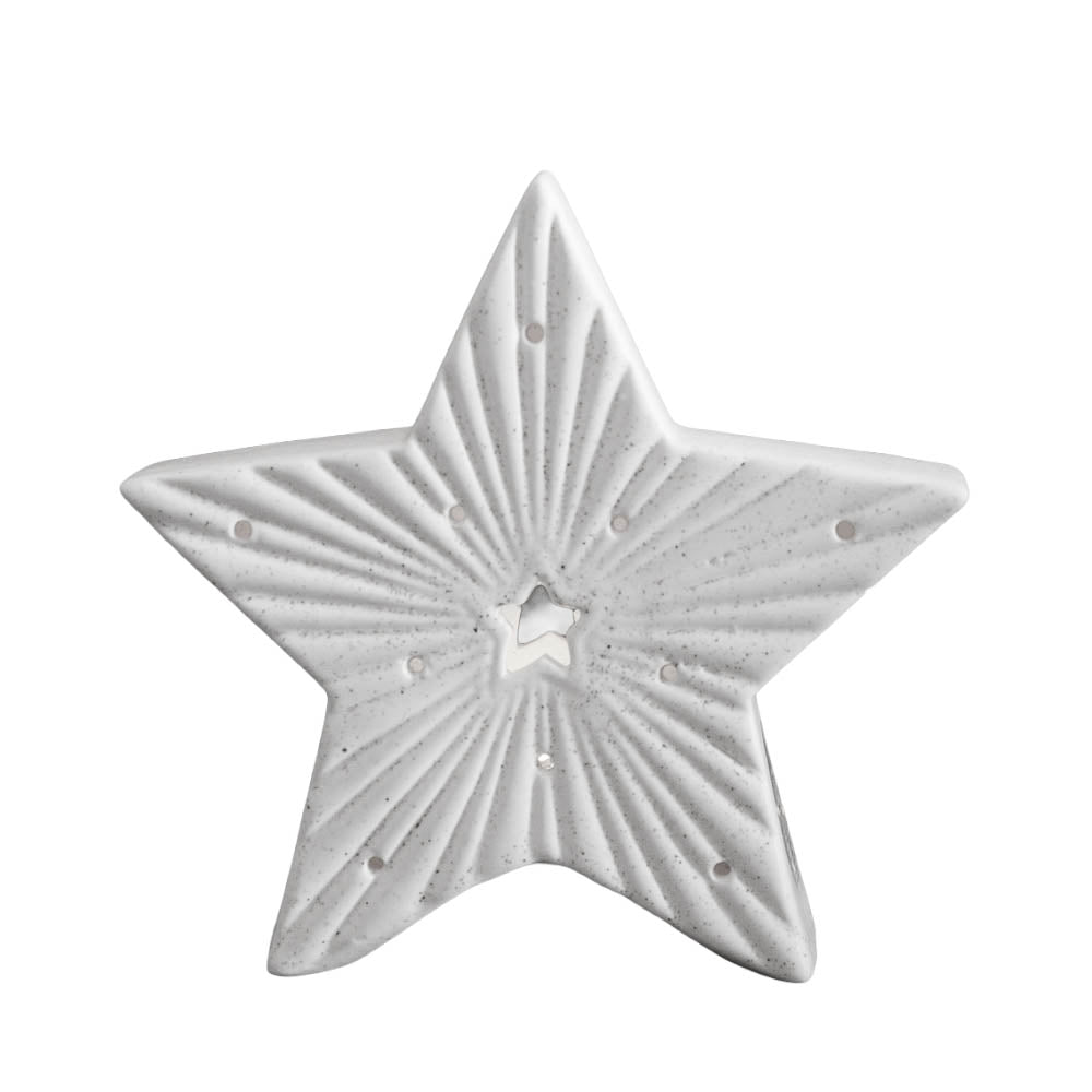 White 13cm Ceramic Star Ornament with LED