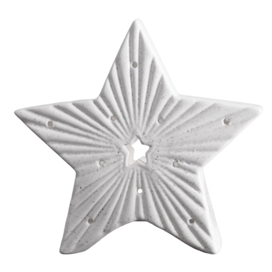 White 18x17cm Ceramic Star Ornament with LED