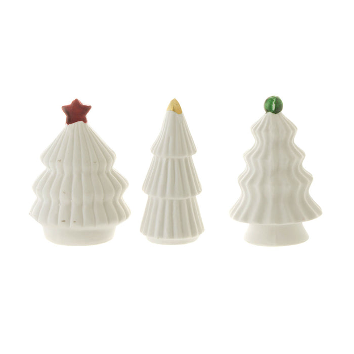 White Ceramic Christmas Tree Ornament Set/3