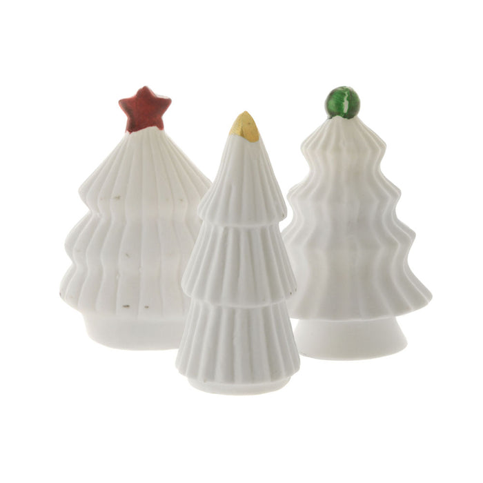 White Ceramic Christmas Tree Ornament Set/3