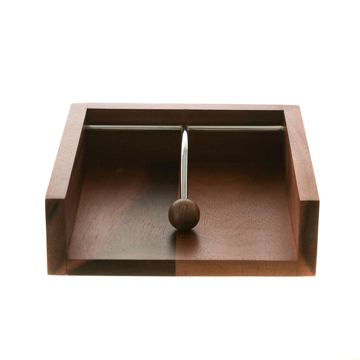 Acacia Wood & Chrome Napkin Holder