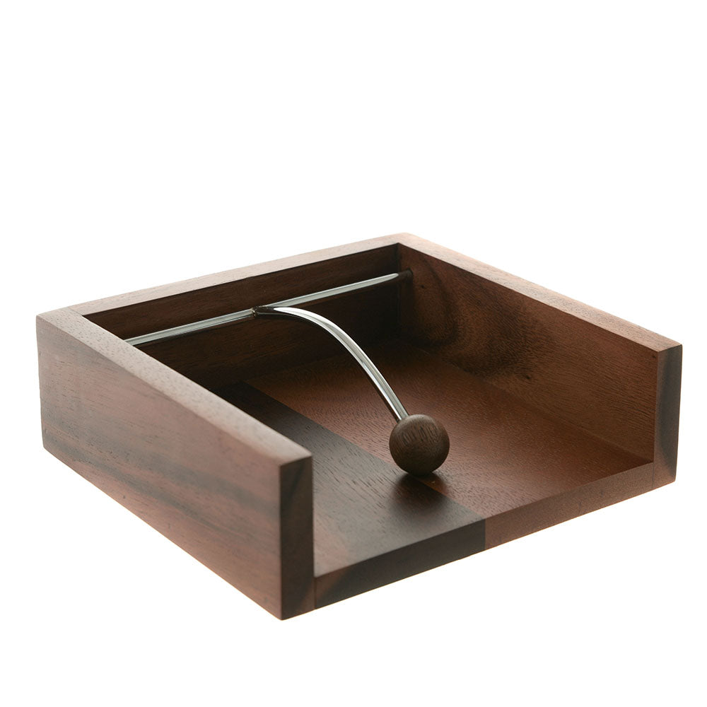 Acacia Wood & Chrome Napkin Holder