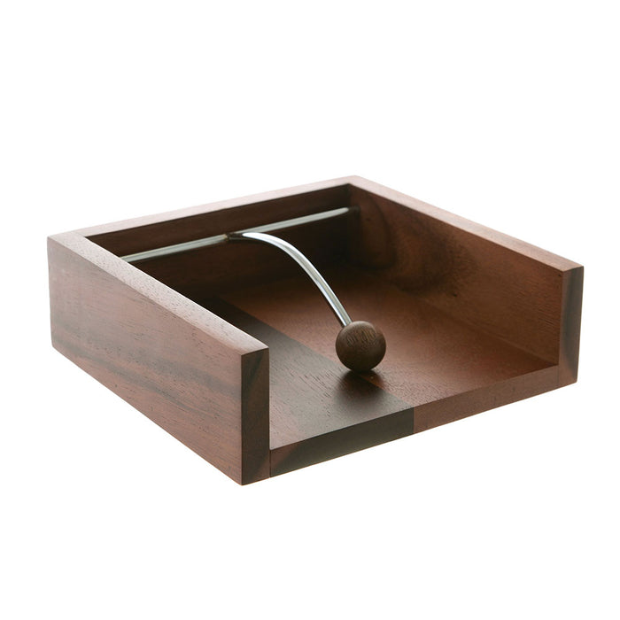 Acacia Wood & Chrome Napkin Holder