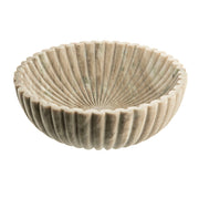 Beige Ribbed Round 29x10cm Marble Bowl