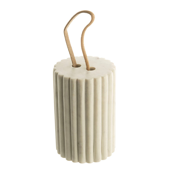 White Marble Ribbed Door Stopper 15x13cm
