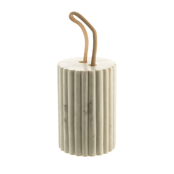 White Marble Ribbed Door Stopper 15x13cm