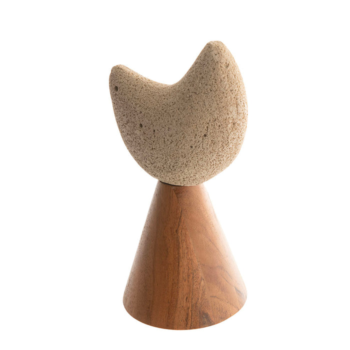 Acacia Wood & Fiber Stone Bird Ornament